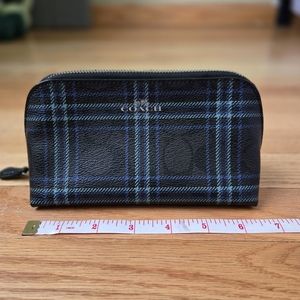 Coach Cosmetics Bag 17 in Blue Signature Plaid